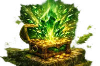 A detailed image of Casino Verde’s hero object floating with glowing green particles, embodying the brand’s essence.