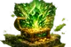 A detailed image of Casino Verde’s hero object floating with glowing green particles, embodying the brand’s essence.